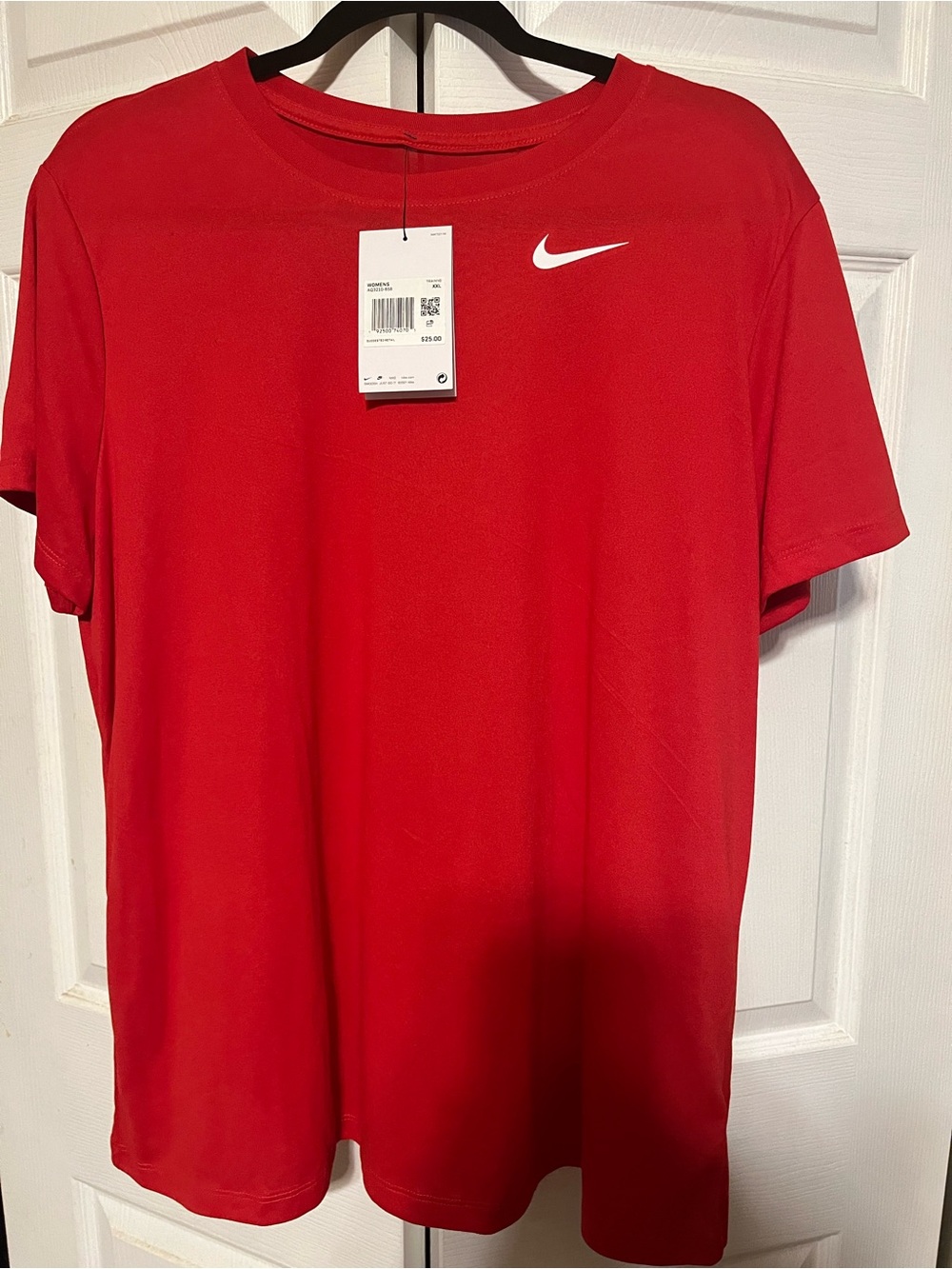 Nike Men’s Red Crew Neck Short Sleeve Tee with White Swoosh